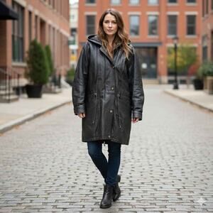 Vintage D.A.N.Y. Direct Action New York Hooded Leather Parka Jacket